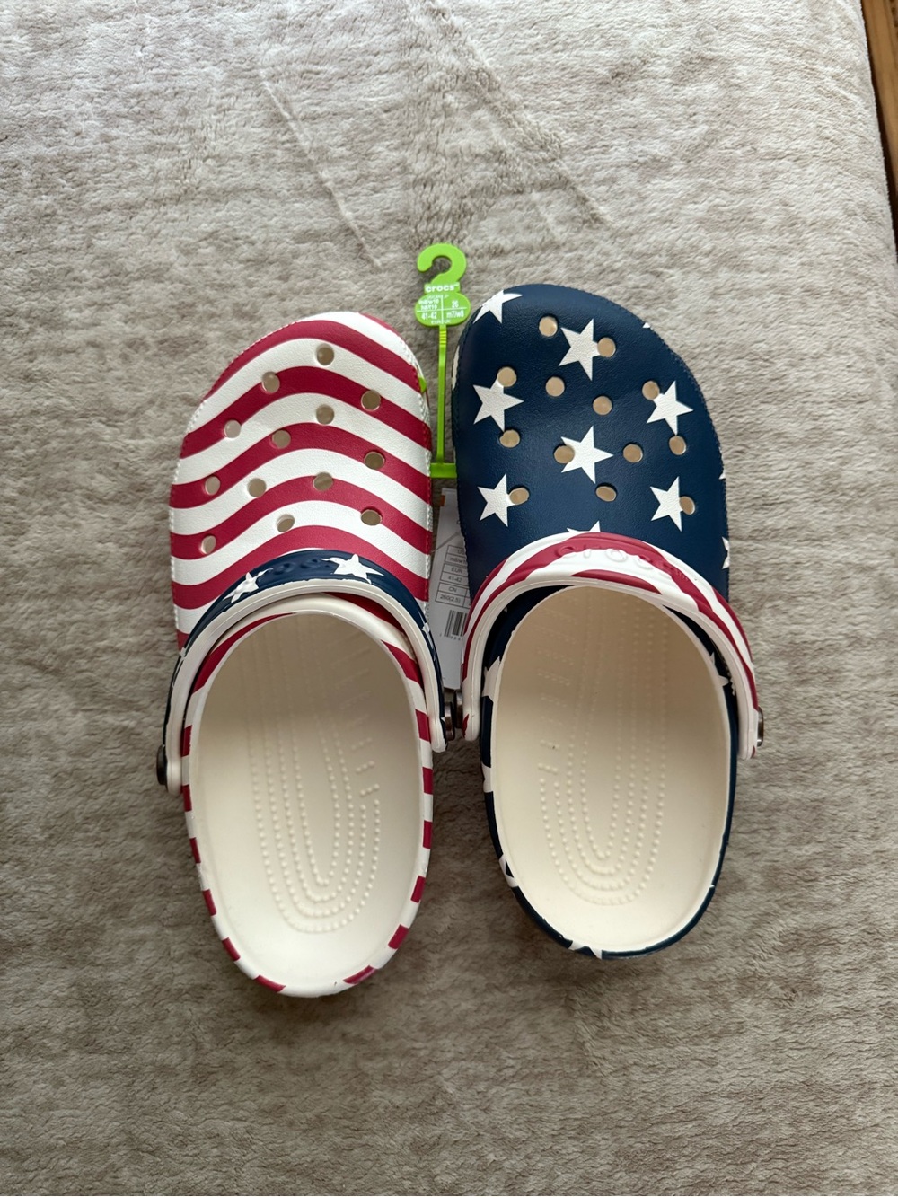 Women’s/men’s crocs Flag-Pattern Clog Sandals - Navy, Red & White